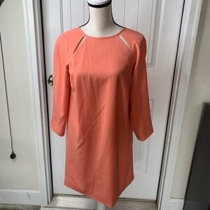 Tibi orange nectarine peekaboo cutout shift dress size 8 summer vacation